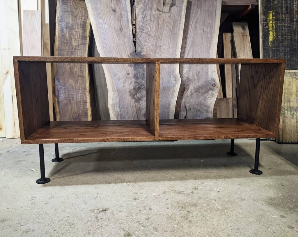 handmade rustic record cabinet