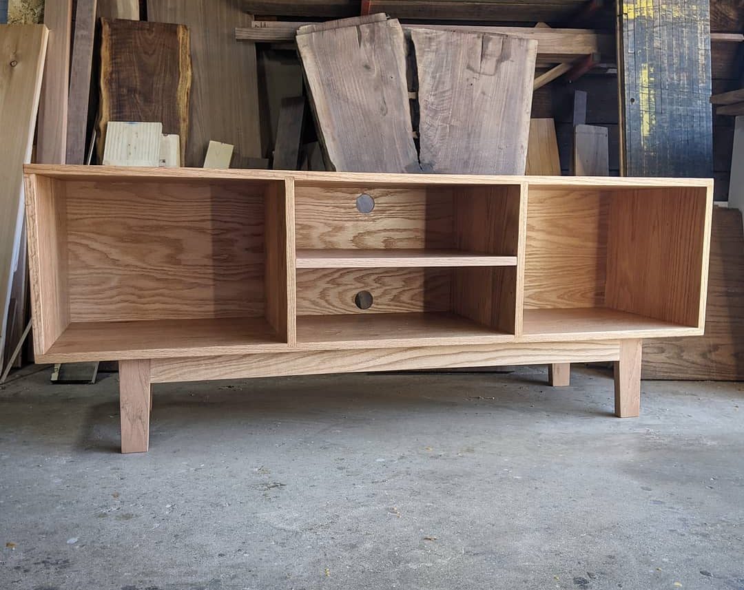 handmade oak record cabinet